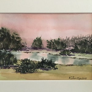 Sunset Reflections 2, Original Watercolour Painting with Mat Board and Backing Board in a Cellophane Bag