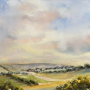 Let’s Take a Walk, Original Watercolor / Watercolour Painting with Mat Board and Backing Board in a Cellophane Bag, 50cm by 40cm