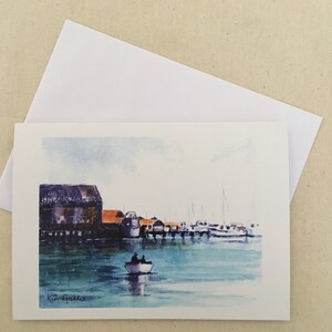 Sorrento Quay, WA, Biglietto di auguri vuoto 5 x 7 pollici con busta in sacchetto di cellophane. Stampe da acquerelli originali / acquerelli