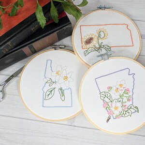 Digital Hand Embroidery Pattern I State of California Outline with Poppies I Easy Beginner Pattern image 9