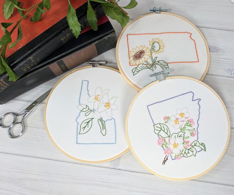 Digital Hand Embroidery Pattern I State of California Outline with Poppies I Easy Beginner Pattern image 9