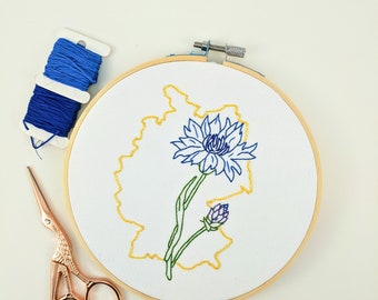 Germany with Cornflower Beginner Hand Embroidery Digital Pattern