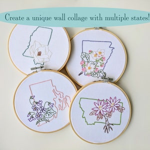 Digital Hand Embroidery Pattern I State of California Outline with Poppies I Easy Beginner Pattern image 7