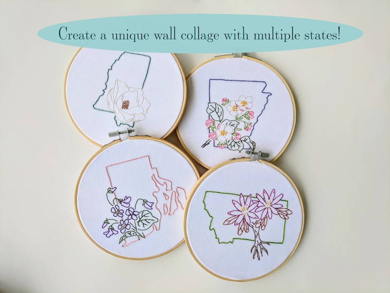 Digital Hand Embroidery Pattern I State of California Outline with Poppies I Easy Beginner Pattern image 7