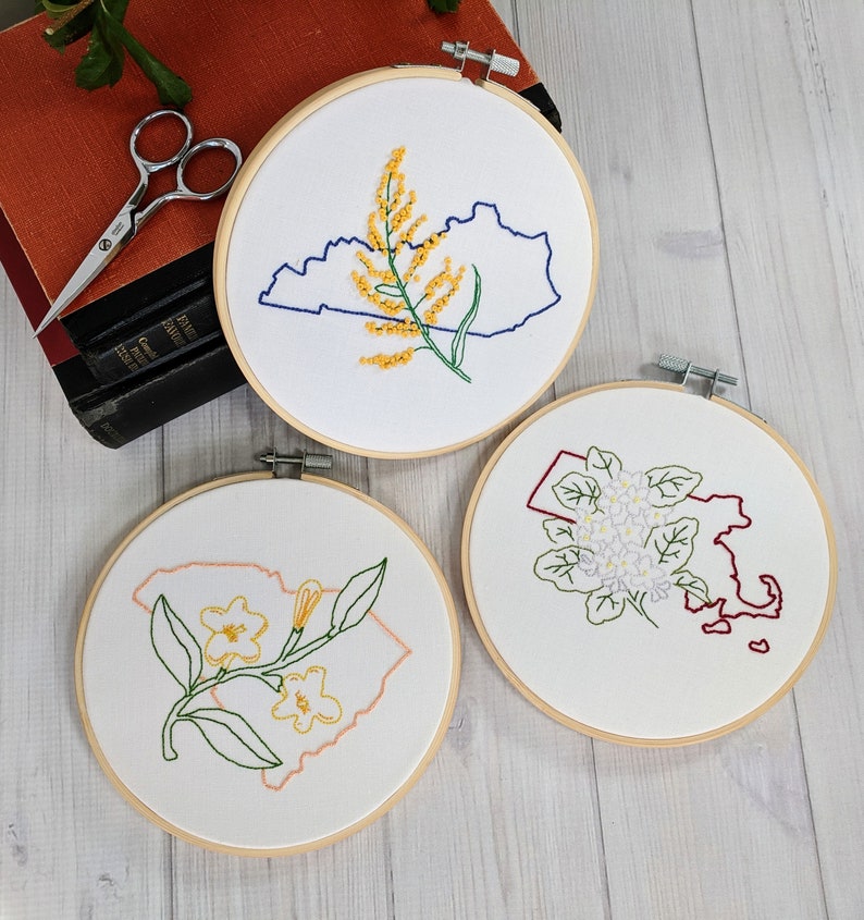 Digital Hand Embroidery Pattern I State of California Outline with Poppies I Easy Beginner Pattern image 8