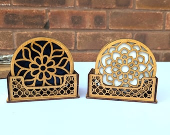 Set of 6 Wooden Mandala Coasters