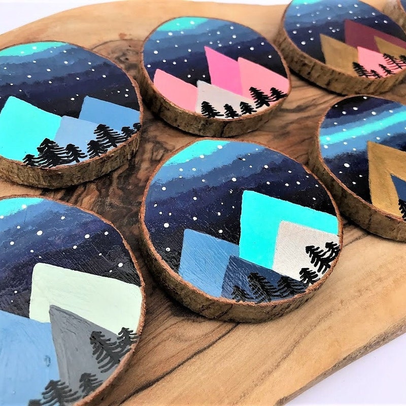 Embossed Stone Work Handpainted Wooden Fridge Magnet main image 1