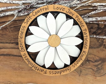 Fruit of the Spirit, Wooden Daisy Wall Art 10cm