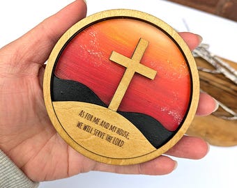 Personalised Wooden Wall Art, As for Me and My House, Joshua 24:15 (10cm)