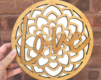 Love Mandala Wooden Wall Plaque 25cm