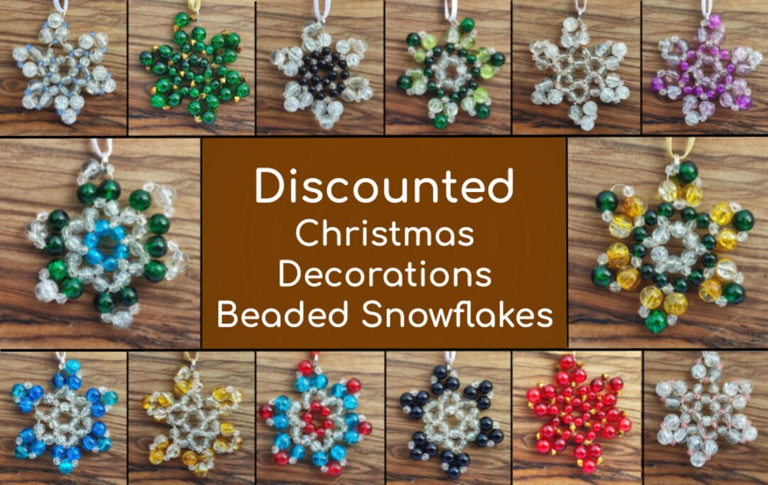 Discounted Christmas Snowflake Decorations Beaded Glass Etsy UK Discounted Christmas Decorations