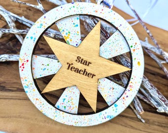 Personalised Star Teacher Hanging Decoration