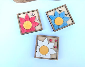 Flower Coasters Hand Painted