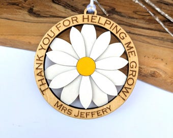Personalised Teacher Thank You Daisy Hanging Decoration
