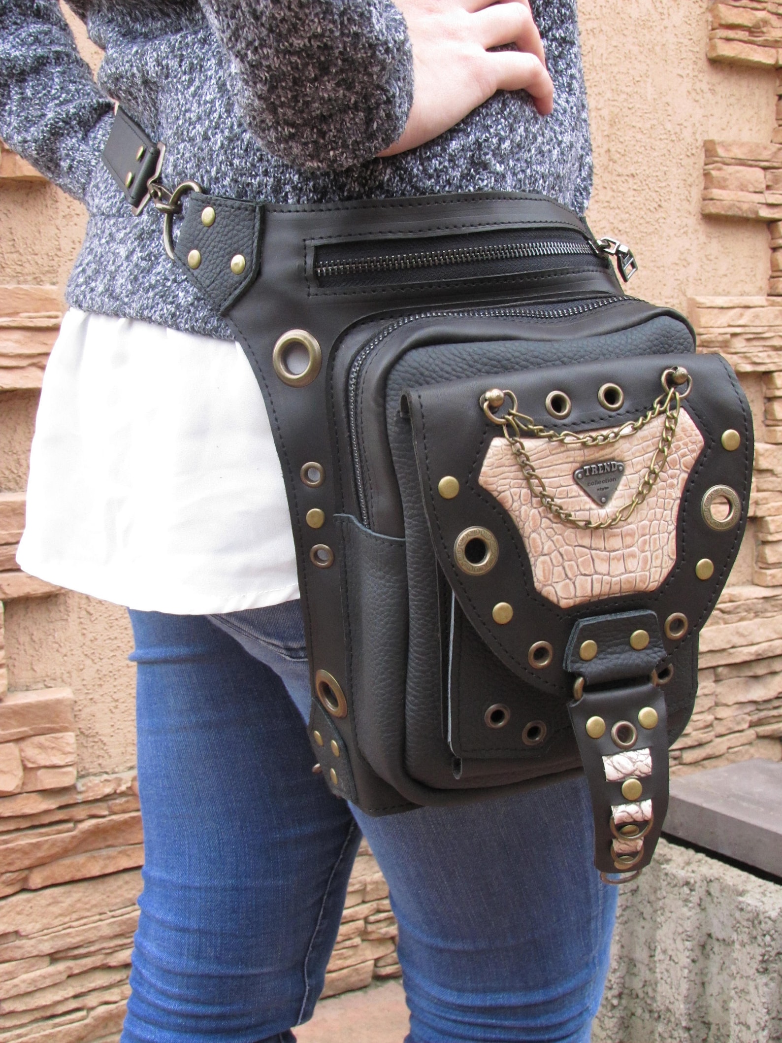 Holster leg hip bag waist leather women Thigh holster Etsy