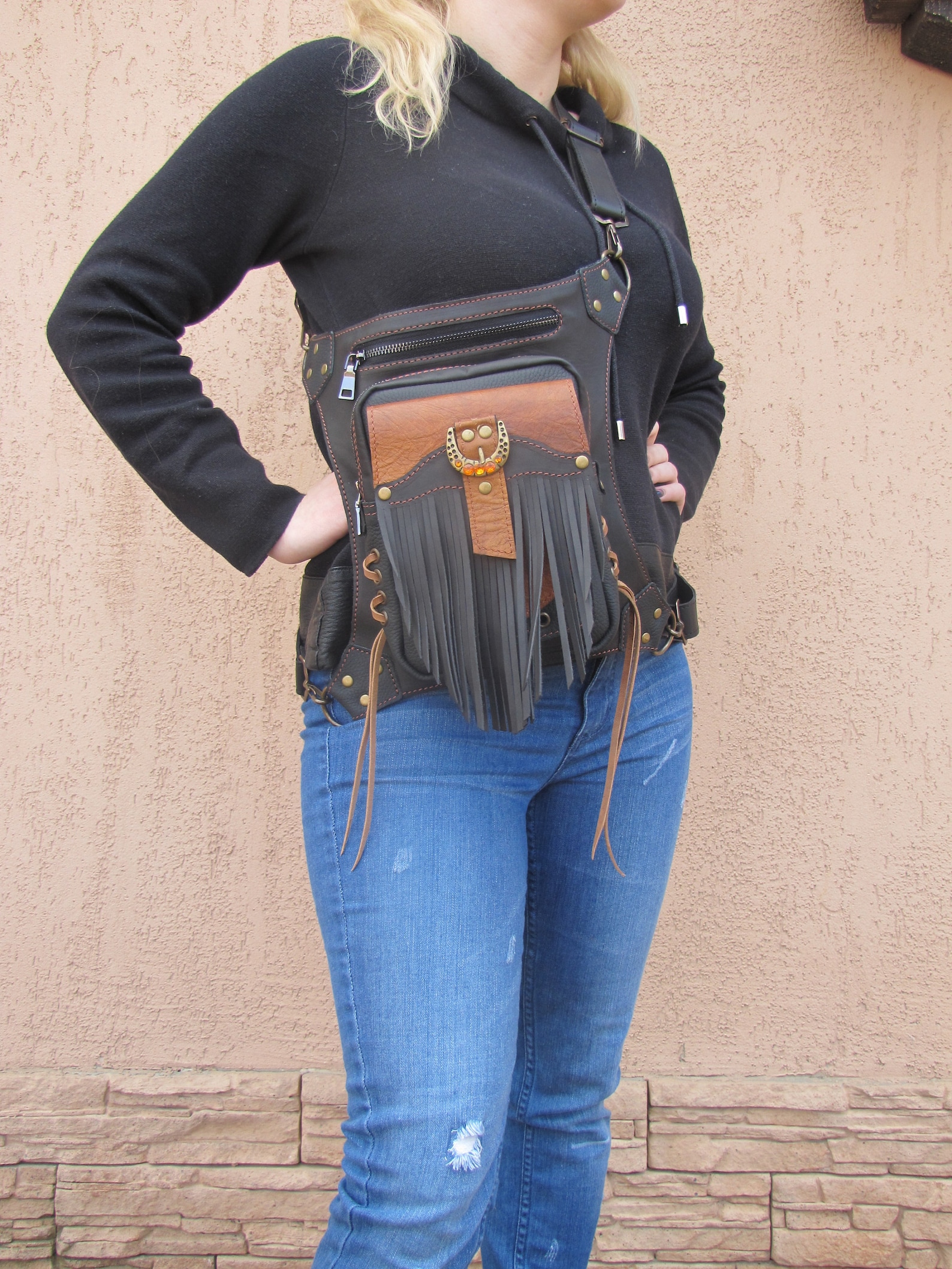 Holster bag women leather Backpack Thigh holster Leg holster Etsy