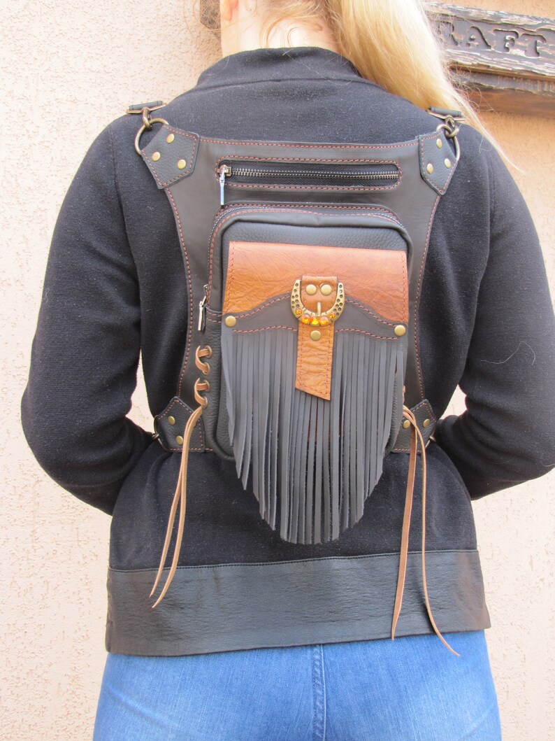 Holster bag women leather Backpack Thigh holster Leg holster Etsy