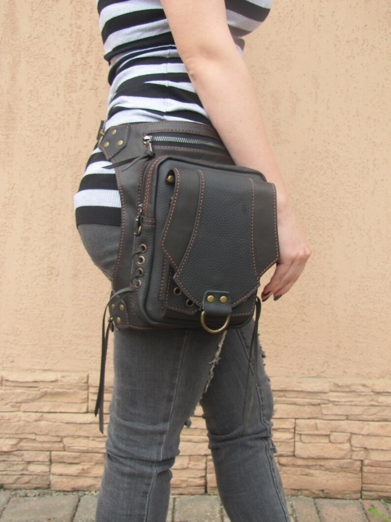 Hip holster leg waist bag leather Thigh purse men Backpack Etsy