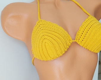 Bikini yellow High hip crochet bikini set brazilian crochet swimwear crochet swimsuit beachwear crochet bathingsuit boho bikini