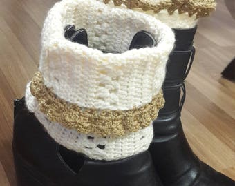 cream boot cuff Crochet Boot Cuff Women's Boot Cuffs, Crochet Leg Warmers, Made to Order