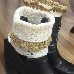 cream boot cuff Crochet Boot Cuff Women&#39;s Boot Cuffs, Crochet Leg Warmers, Made to Order