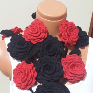 New Crochet flower necklace,flower necklace,flower lariat, flower scarf, spring scarf Necklace Accessories,Handmade Crochet Flower Necklace