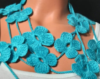 Womens accesory Flower crochet necklace,flower lariat,flower scarf spring scarf Necklace Accessories,Handmade Crochet Flower Necklace