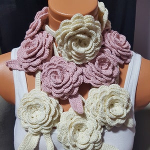 New Crochet Flower Necklace,flower Necklace,flower Lariat, Flower Scarf ...