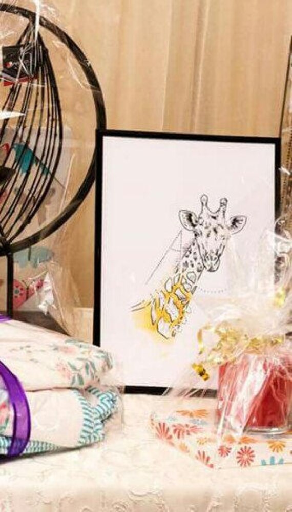 A4 Watercolour Giraffe Print Art Wildlife Africa Home Decor Etsy