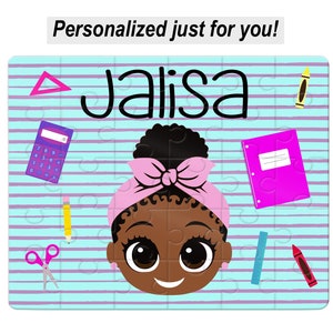 Kids Puzzle, Name Puzzle, Black Girl, Gift For Kid, Student Gift, African American, Melanin, Puzzle, Learning Toy, Educational, Birthday