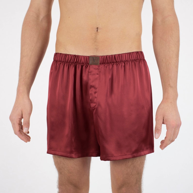 Burgundy Silk Boxers // Underwear for Men // Silk Underwear // | Etsy