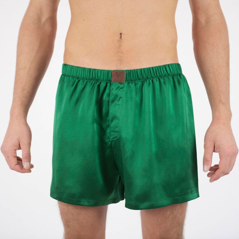 Green Silk Boxers // Underwear for Men // Silk Underwear // Etsy
