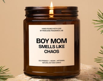 Boy Mom Chaos Candle, Embrace the Madness, Funny Mom Life Scent, Unique Gift for Mother, Humorous Parenting, Family Love