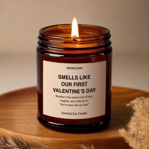 Smells Like Our First Valentine’s Day Candle, Boyfriend Gift, Anniversary Gift for Him or Her, Romantic Valentine’s Day Gift, Cute Candle