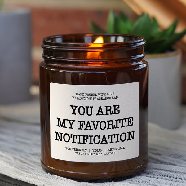 You are my Favorite Notification Scented Soy Candle, Long Distance Couple Gift, Valentine's Gift, Anniversary Gift, Christmas Gift