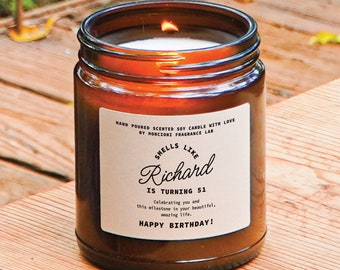 Custom 50th Birthday Gift Scented Soy Candle, Personalized Gift for Best Friend, Mom, Dad, Grandma, Grandpa, Women, Men