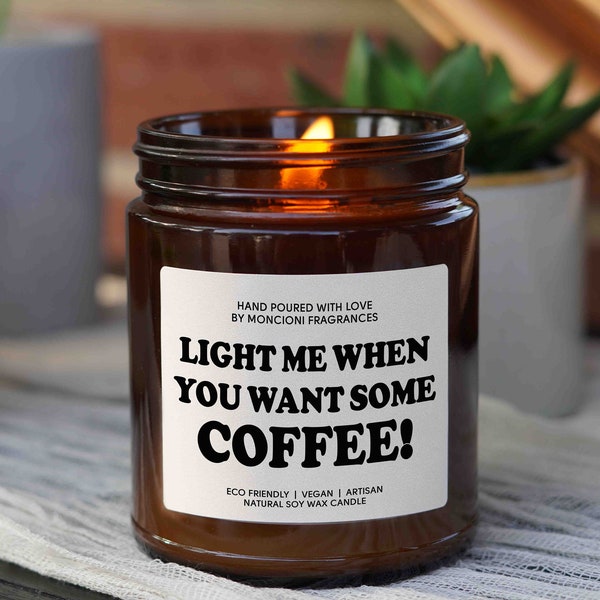 Fresh Coffee Soy Wax Candle, Amber Jar Candle, Coffee Scented Jar Candle, Fresh Brewed Coffee Smell Candle, Coffee Non-Toxic Soy Candle