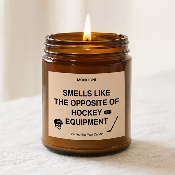 Hockey Player Gift Candle - Smells Like The Opposite Of Hockey Equipment Soy Candle, Funny Hockey Mom Dad Gift, Team Player Present
