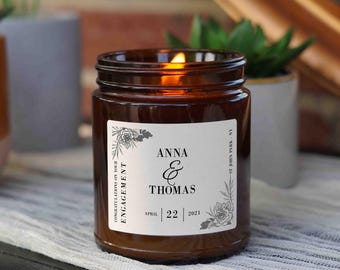 Engagement Personalised Gift Candle, Soy Wax Candle, Scented Jar Candle, Couples&#39; Gift, Gift for her, Vegan Candle
