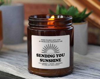good thinking of you gifts for him Sending You Sunshine Soy Candle Gift, Send a Gift, Gift for her, Gift for him, Thinking Of You, Spa Gift, Birthday Gift