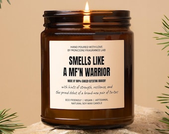 Smells Like a Warrior Scented Soy Candle, Cancer Warrior Gift, Support Gift, Breast Cancer Survivor Gift, Cancer