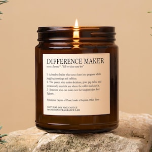Difference Maker Scented Soy Candle, Custom Boss Gift, Boss's Day Candle, Funny Candle, Boss Gift, Secret Santa Gift, White Elephant Gift