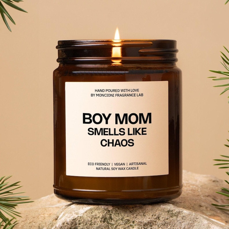 Boy Mom Chaos Candle, Embrace the Madness, Funny Mom Life Scent, Unique Gift for Mother, Humorous Parenting, Family Love image 1