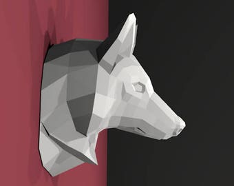 WOLF-Trophäe aus Papier zum Selbstzusammenbauen // kreative Freizeit // Basteln mit Papier // Dekoration // Skulptur // DIY // Geschenkidee // Origami