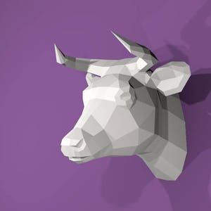 Trofeo MUCCA in carta da assemblare // tempo libero creativo // Papercraft // Deco // Scultura // DIY // toro // Origami // animale