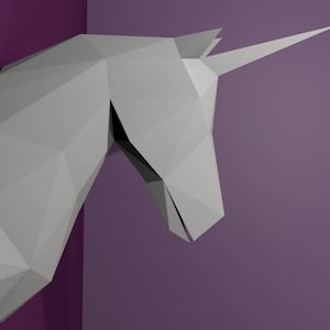 Trofeo UNICORNO in carta da assemblare da soli // tempo libero creativo // Papercraft // Decorazione // Scultura // Fai da te // idea regalo // Origami