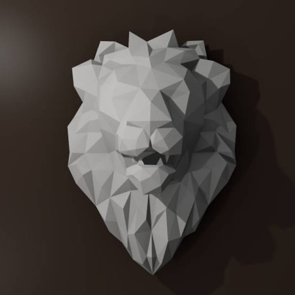 Trophée LION en papier à monter soi-même // loisir créatif // Papercraft // Décoration // Sculpture // DIY // idée cadeau // Origami / Mural