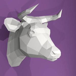 Trofeo MUCCA in formato pdf da assemblare da solo // tempo libero creativo // Papercraft // Decorazione // Scultura // Fai da te // toro // Origami // animale