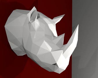 RHINOCEROS trophy in paper to assemble yourself // creative leisure // Papercraft // Decoration // Sculpture // DIY // gift idea // Origami