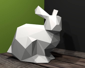 RABBIT in paper to assemble yourself // creative leisure // Papercraft // Decoration // Sculpture // DIY // gift idea // Origami // animal